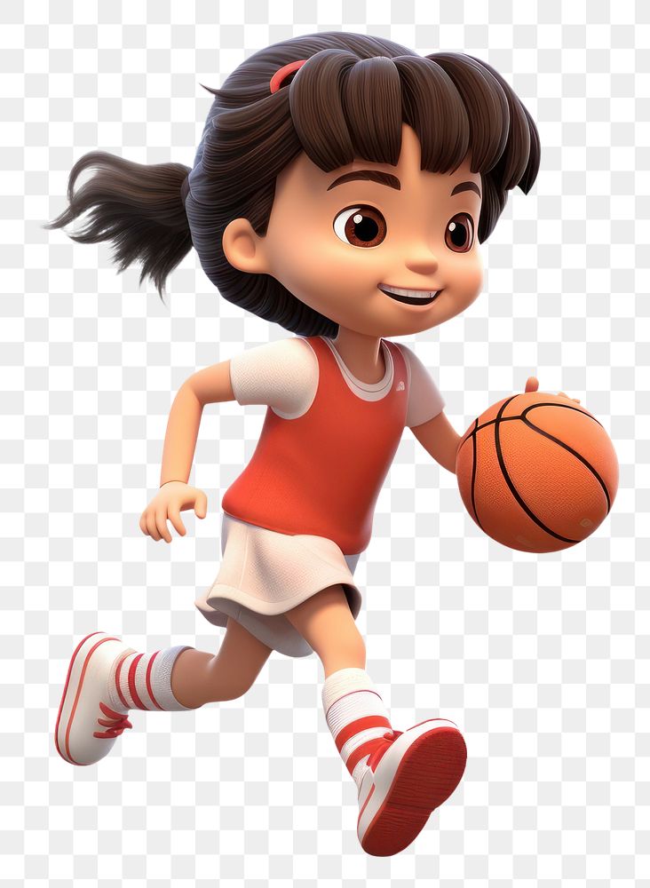 PNG Little asian girl basketball player smiling cartoon sports. AI generated Image by rawpixel.