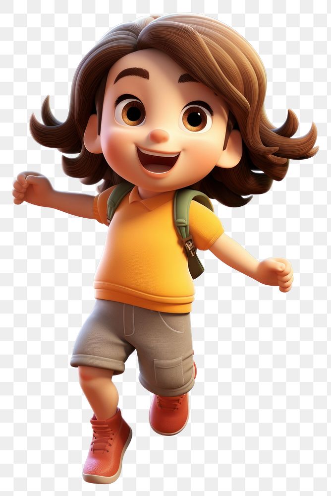PNG Little kid girl jumping cartoon smiling toy. AI generated Image by rawpixel.