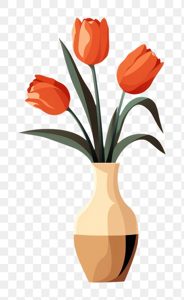 PNG Tulip vase flower plant. 