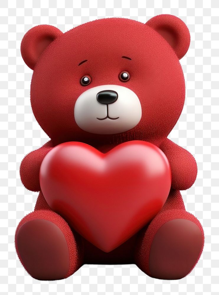 PNG  Bear holding heart cute toy white background. AI generated Image by rawpixel.