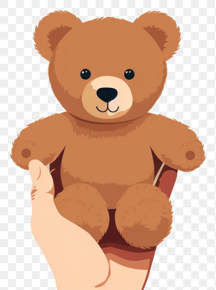 PNG Teddy bear holding hand toy. AI generated Image by rawpixel.