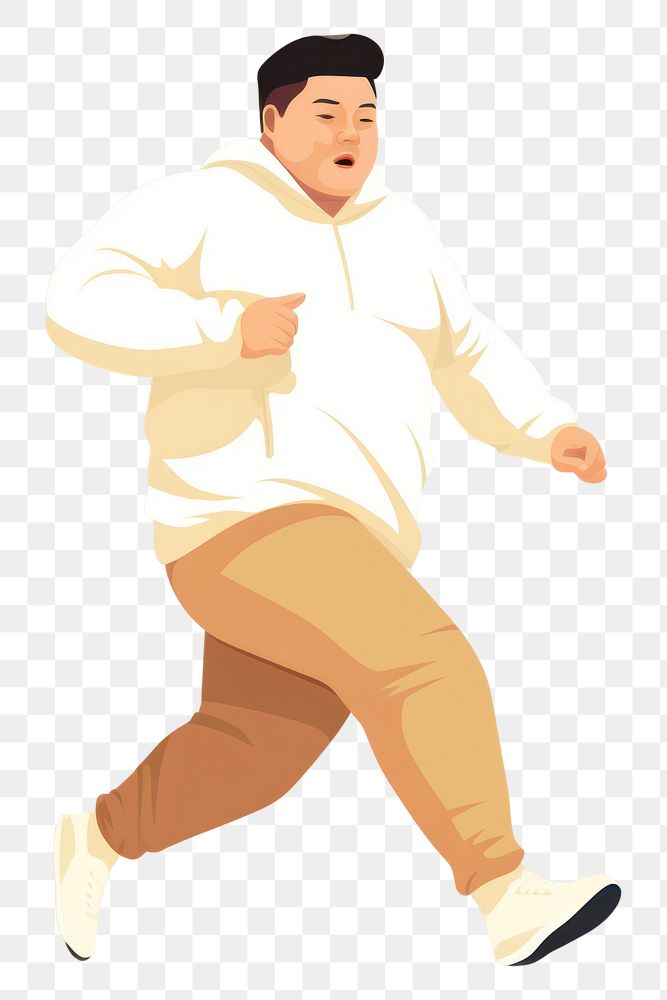PNG Chubby asian man running sports exercising sweatshirt. AI generated Image by rawpixel.