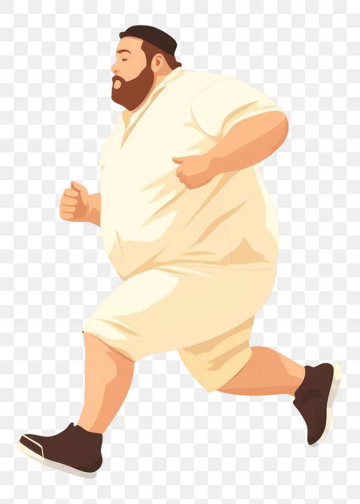 PNG Chubby man running adult exercising activity. 