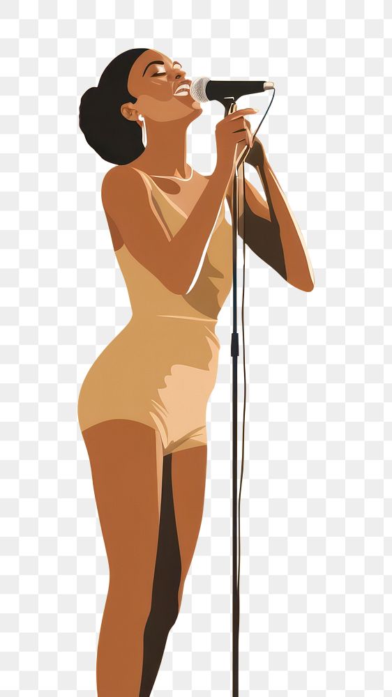 PNG African woman singing karaoke microphone musician adult. AI generated Image by rawpixel.