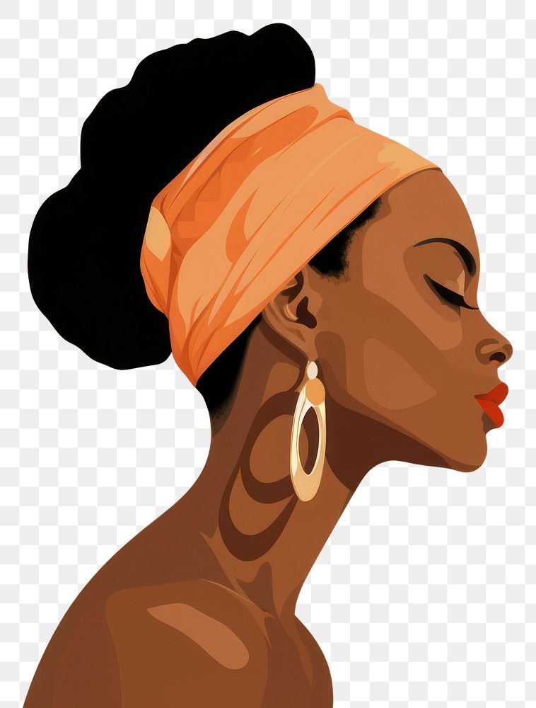 PNG African woman portrait earring jewelry. AI generated Image by rawpixel.