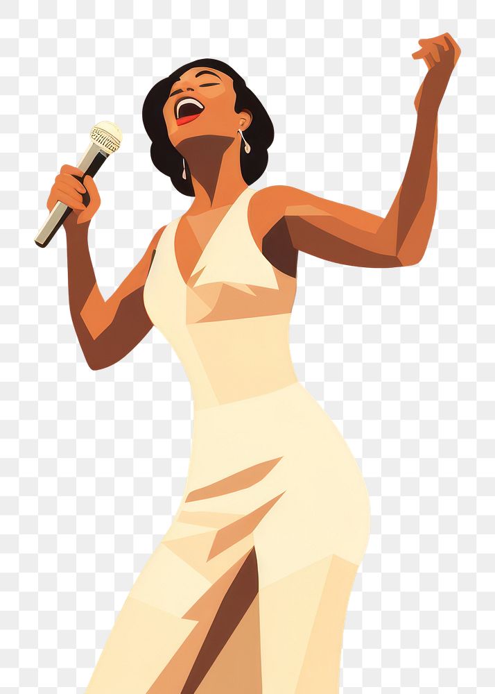 PNG African woman singing karaoke microphone cartoon adult. AI generated Image by rawpixel.
