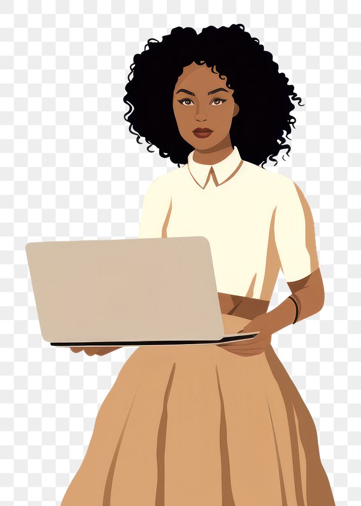 PNG Business African American woman laptop computer adult. AI generated Image by rawpixel.