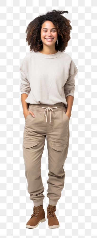 PNG Black woman standing smiling pants. AI generated Image by rawpixel.