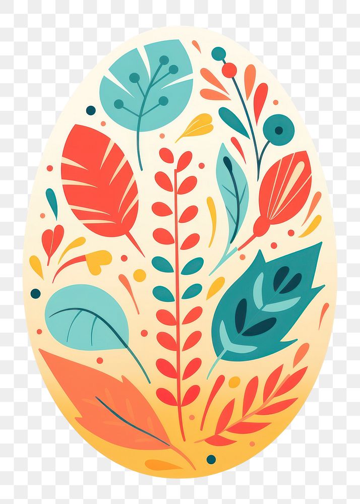 PNG  Hand-painted Easter egg pattern plant leaf. AI generated Image by rawpixel.