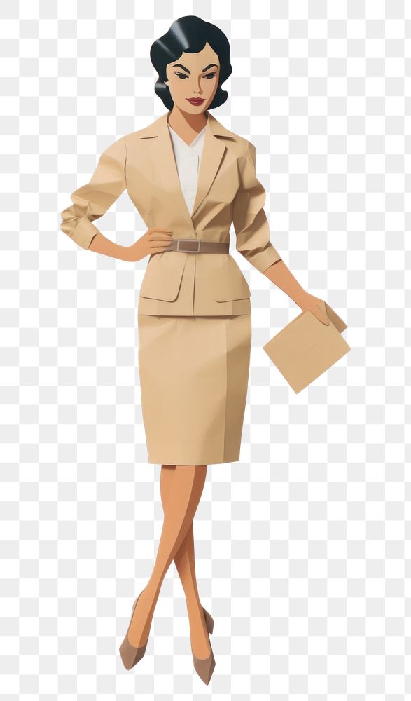 PNG 50s Asian businesswoman dress adult khaki. AI generated Image by rawpixel.