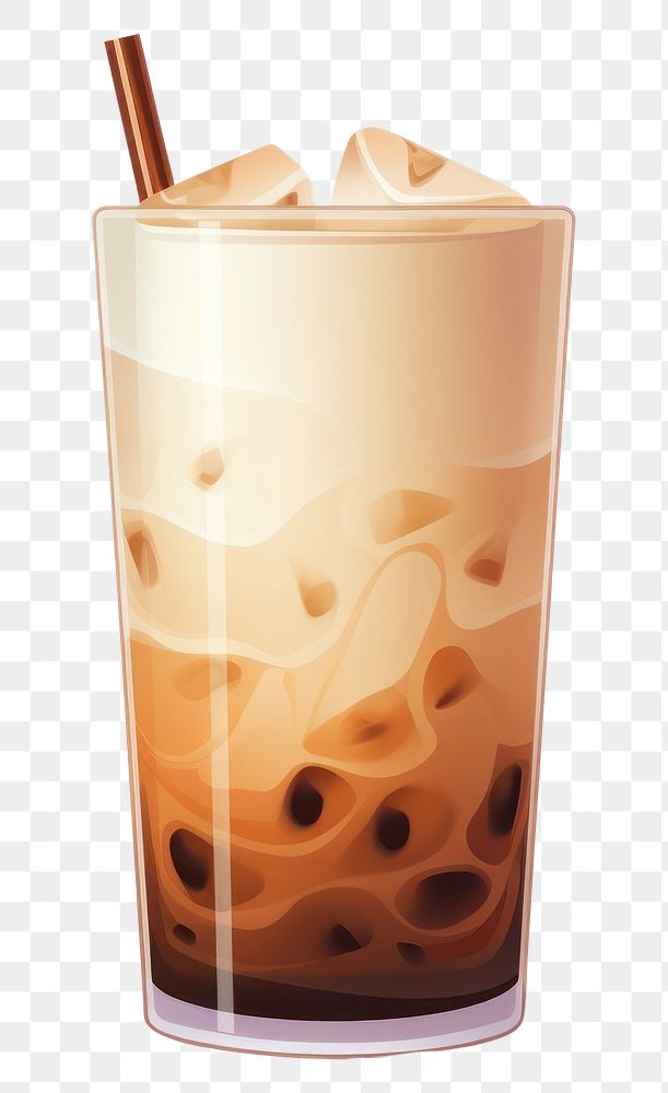 PNG Milk tea drink glass white background. AI generated Image by rawpixel.