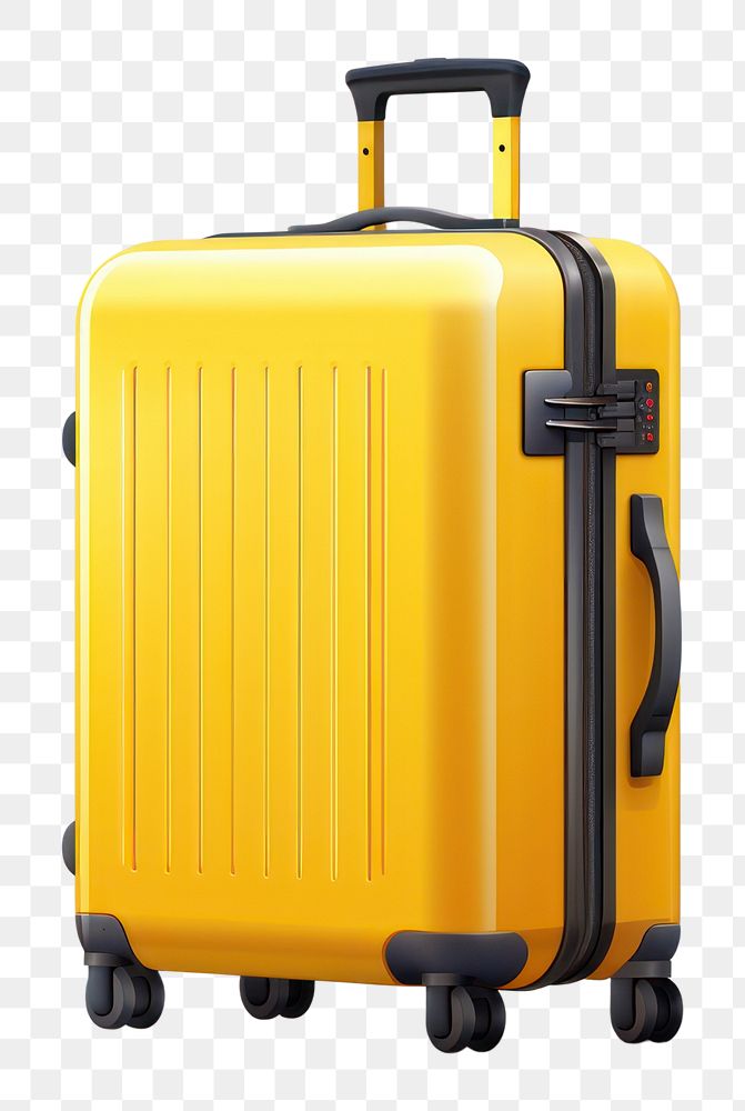 PNG Suitcase luggage travel yellow. AI generated Image by rawpixel.