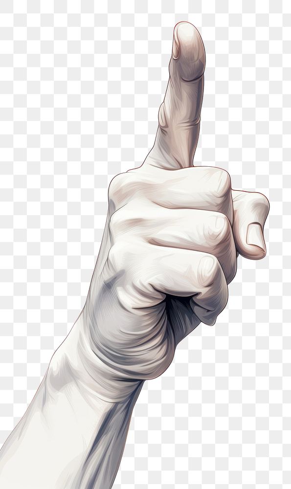 PNG Pointing hand finger white  