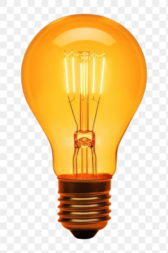 PNG Light lightbulb glowing yellow. 