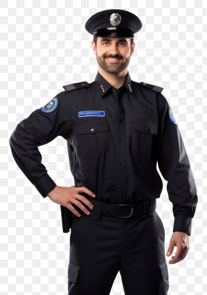 PNG Police man smiling adult white background. AI generated Image by rawpixel.