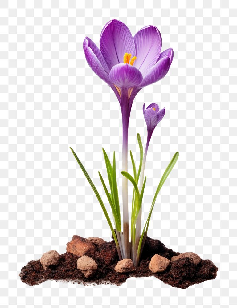 PNG  Flower crocus blossom purple. AI generated Image by rawpixel.