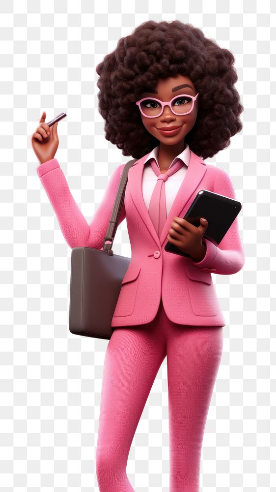 PNG Woman wearing pink suit glasses holding adult. 