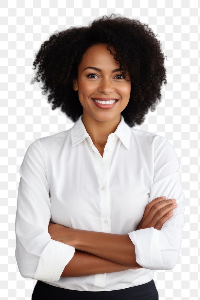 PNG African american woman portrait standing blouse. AI generated Image by rawpixel.