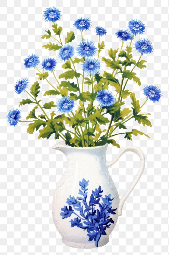 PNG Flower porcelain plant jug. AI generated Image by rawpixel.