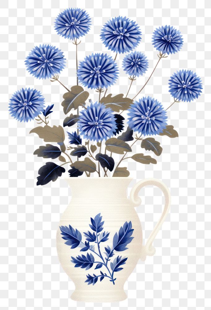 PNG Flower art porcelain plant. AI generated Image by rawpixel.