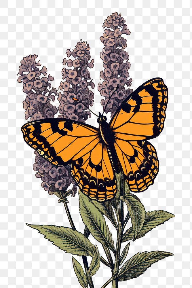 PNG  Butterfly bush lavender cartoon flower. AI generated Image by rawpixel.