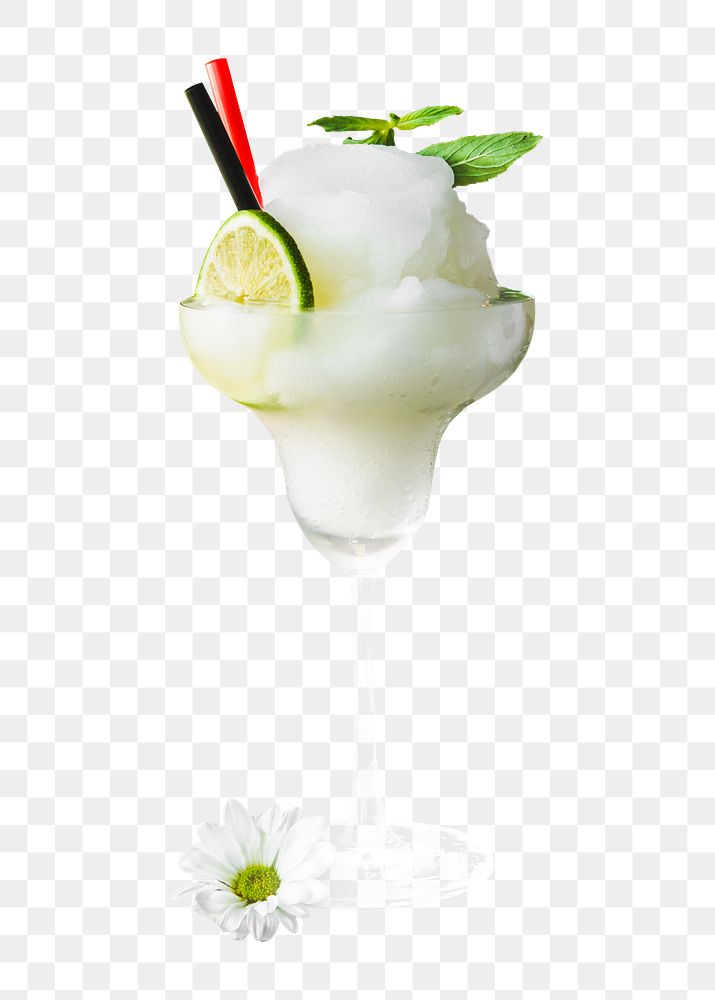 Lime margarita cocktail png, transparent background