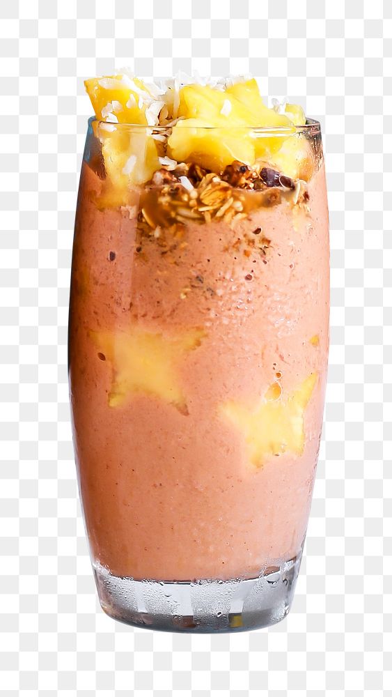 Png peach smoothie with mango sticker, transparent background