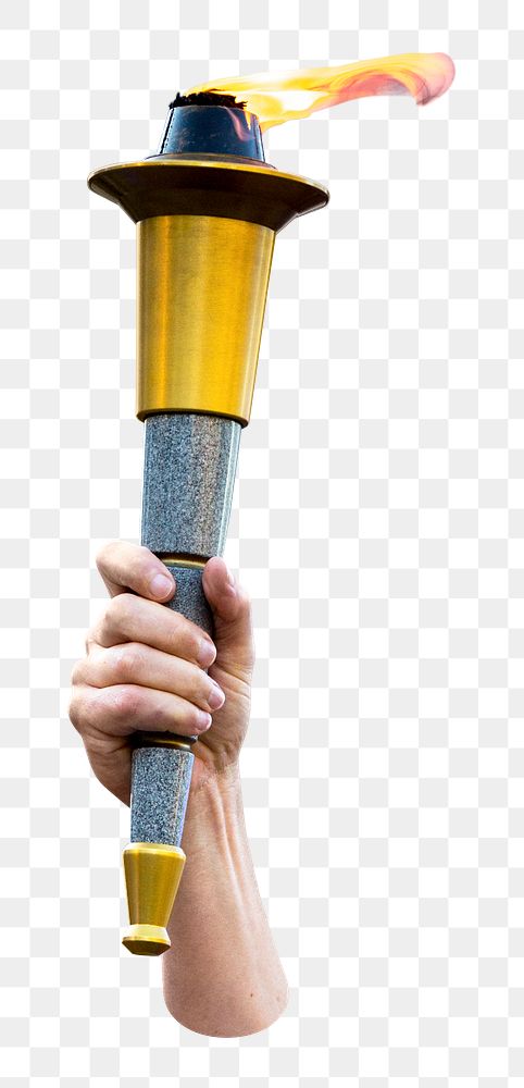 Png hand holding torch, transparent background