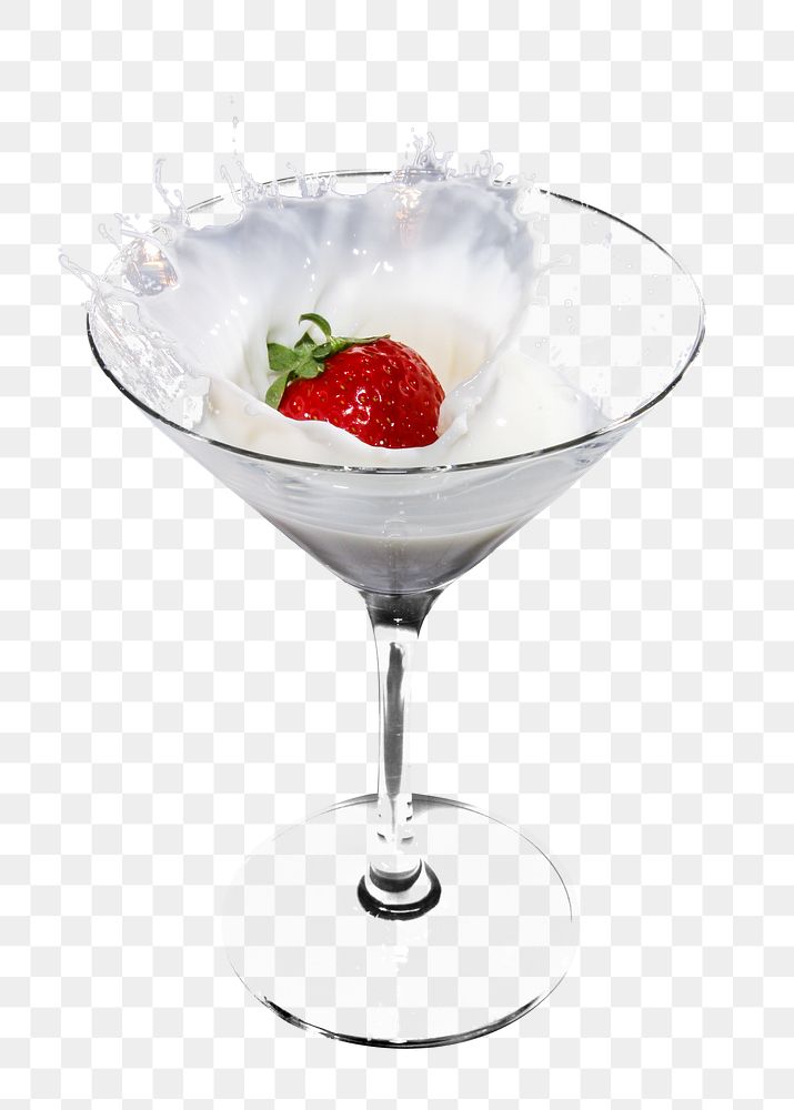 Strawberry cocktail png sticker, transparent background