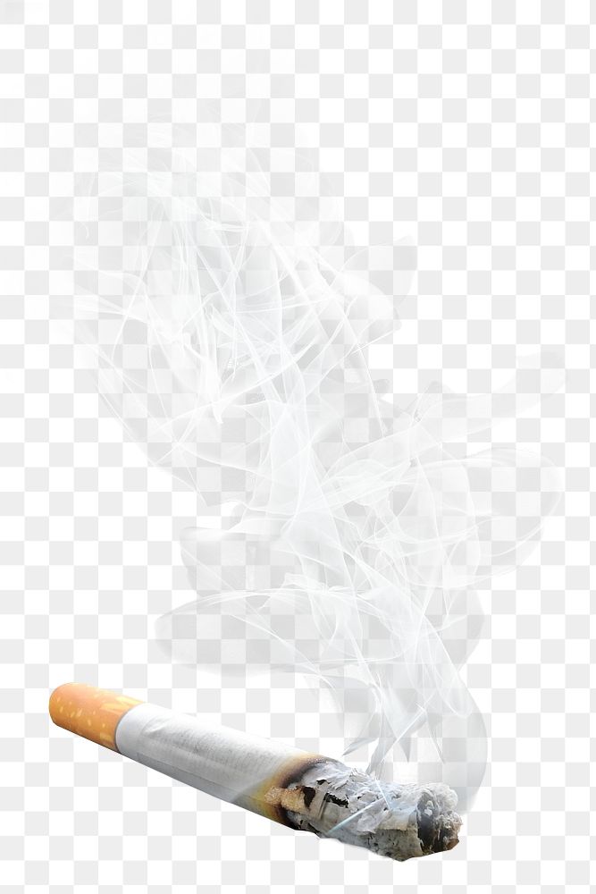 Cigarette with smoke png, transparent background
