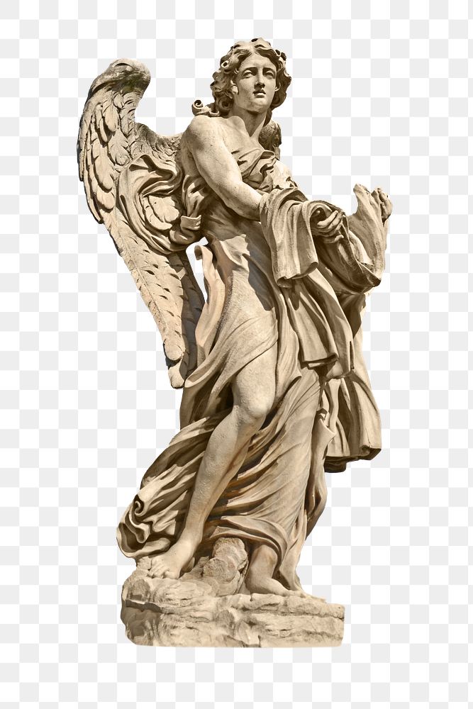 Greece angel statue png, transparent background