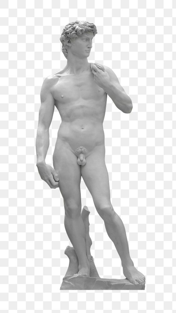 Nude Greek God png sculpture sticker, transparent background