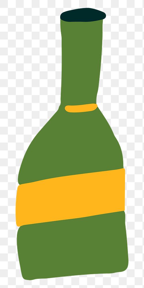 Png alcohol bottle doodle illustration, transparent background