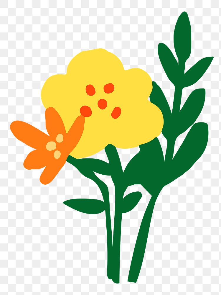 Png cute flower doodle illustration, transparent background