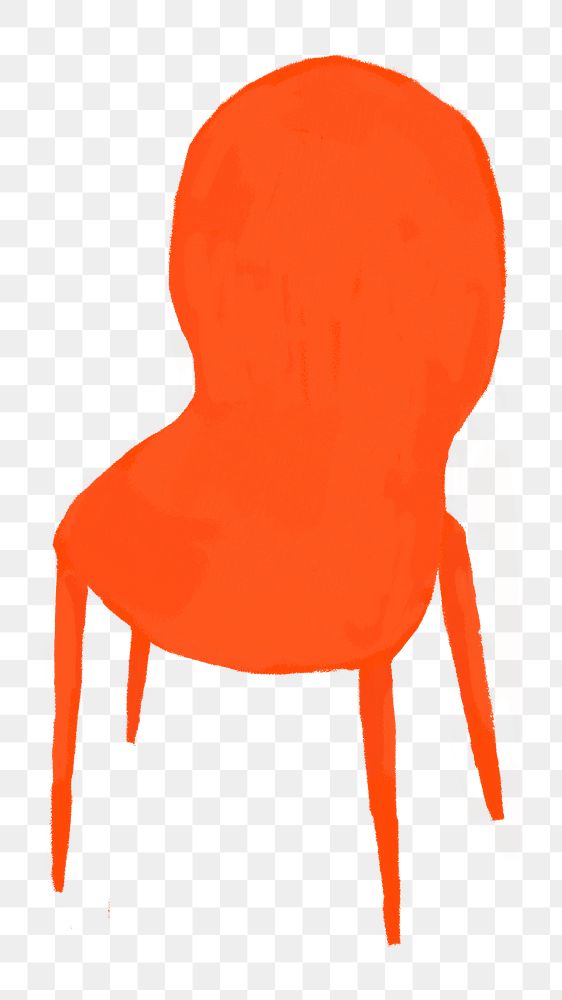 Orange chair png hand drawn illustration sticker, transparent background