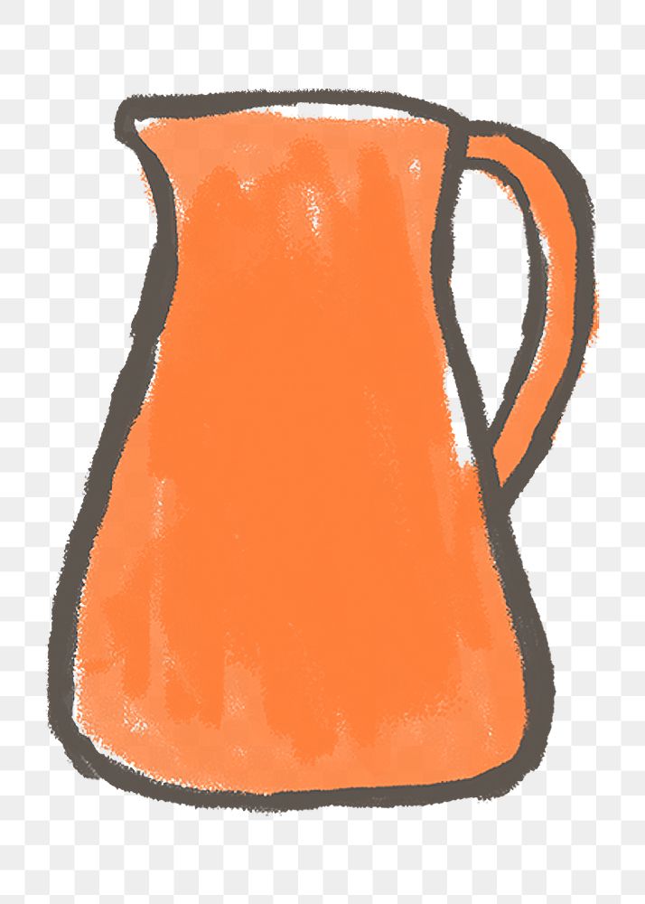 Orange jug png hand drawn illustration sticker, transparent background