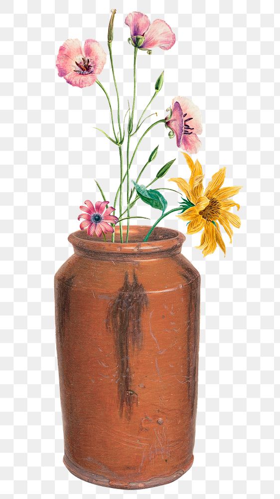 Flower in a jar png cut out on transparent background 