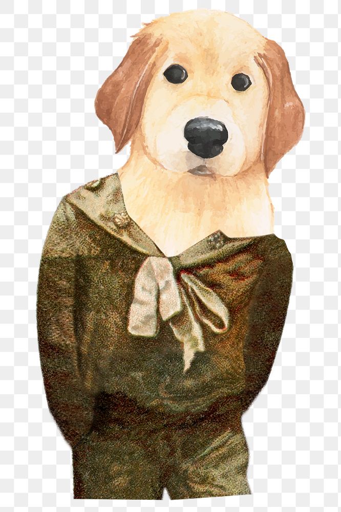 Png cute dog wearing kid's uniform on transparent background