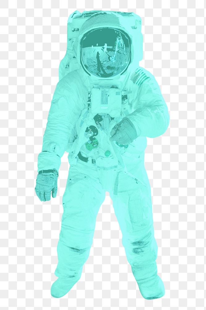 Green astronaut png, transparent background