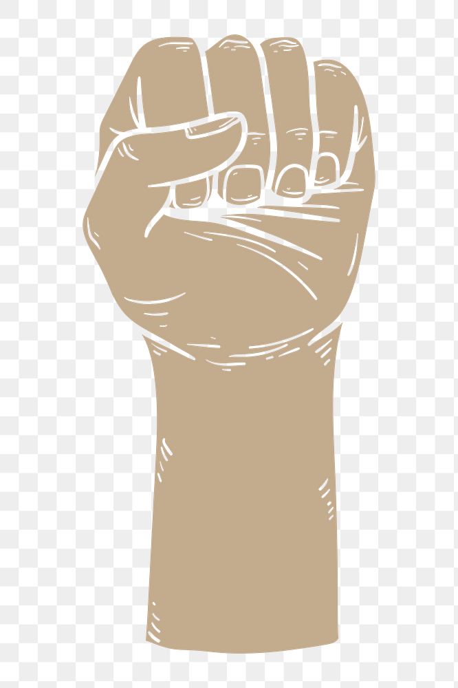 beige fist png element, transparent background