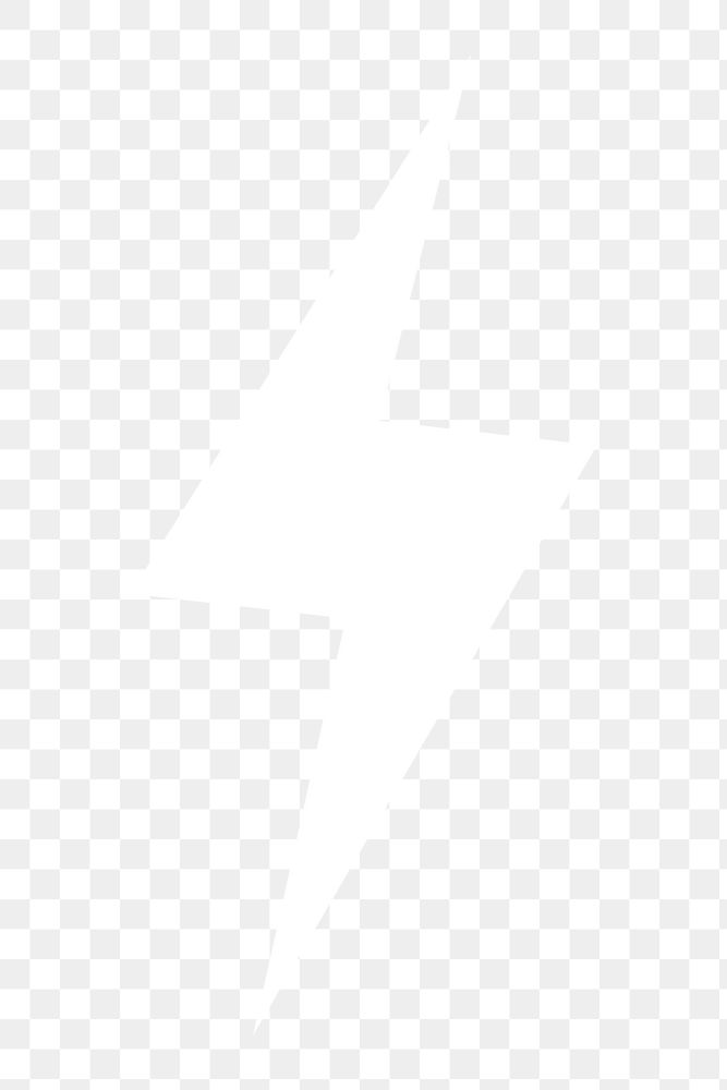 Lightning bolt png, white shape illustration, transparent background