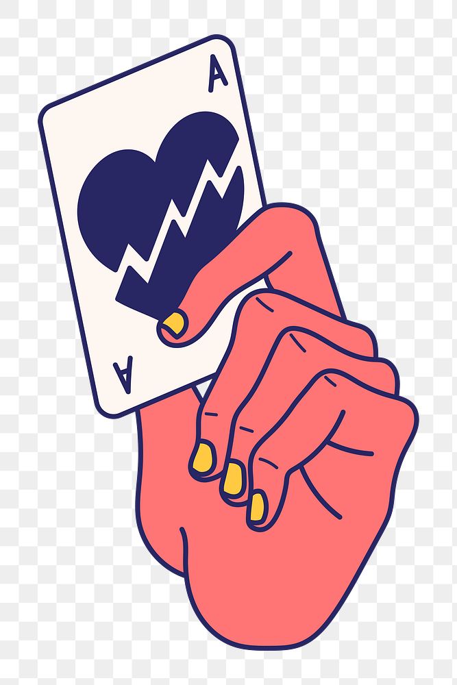 Hand holding play card png illustration, transparent background