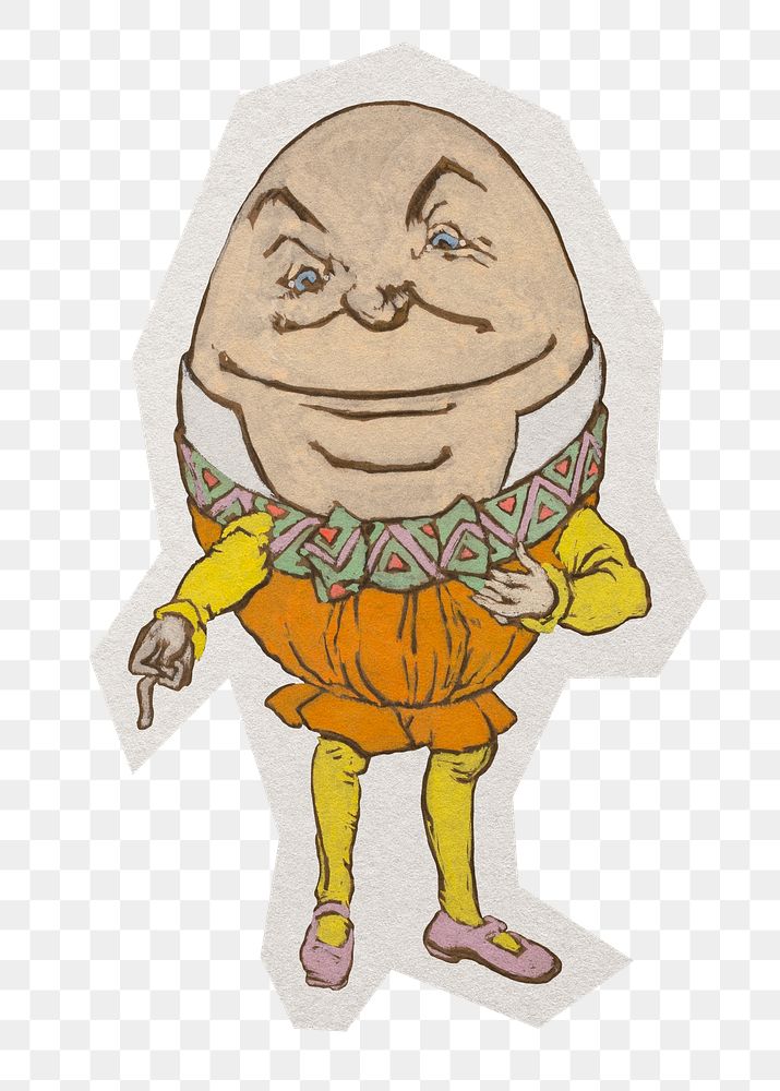 Humpty Dumpty png sticker, illustration by William Penhallow Henderson on transparent background, remixed by rawpixel.