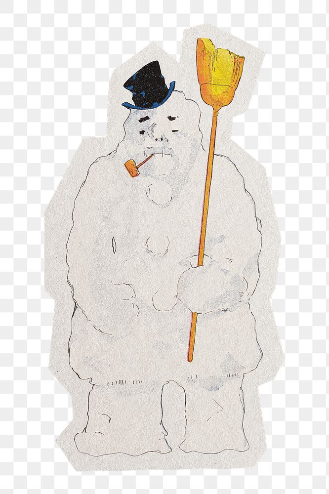 Snowman png sticker, transparent background, remixed by rawpixel.
