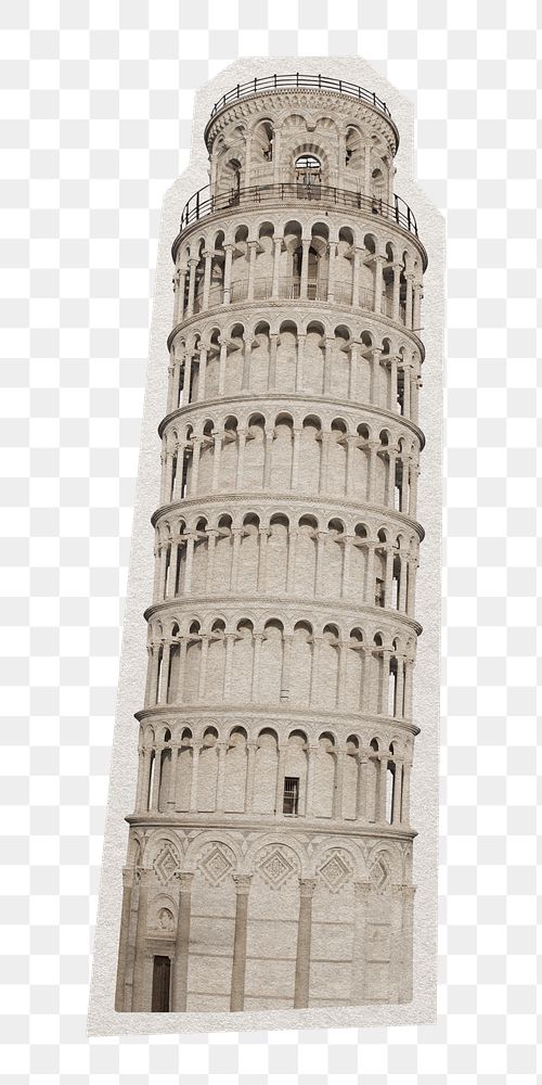 Pisa tower png sticker, paper cut on transparent background