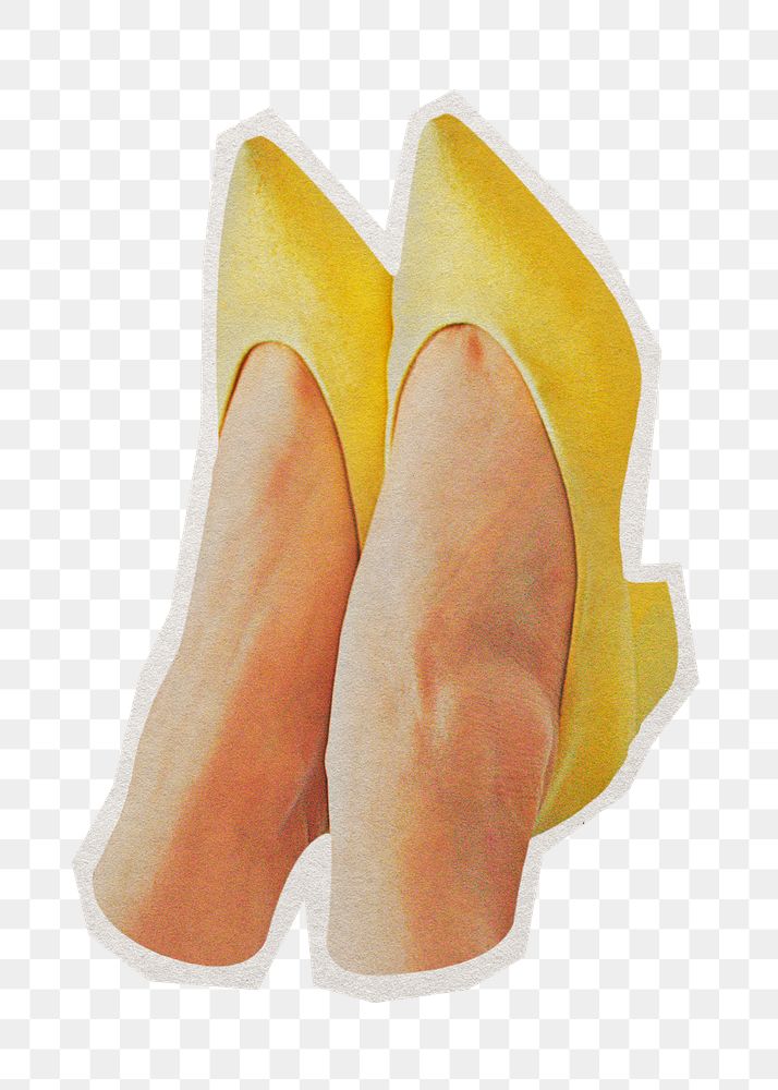 Png Yellow low heels sticker, paper cut on transparent background