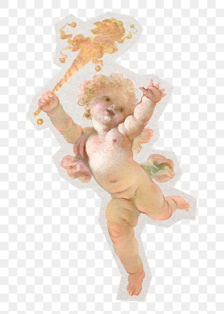 Aesthetic cherub png sticker, paper cut on transparent background. Remixed by rawpixel.