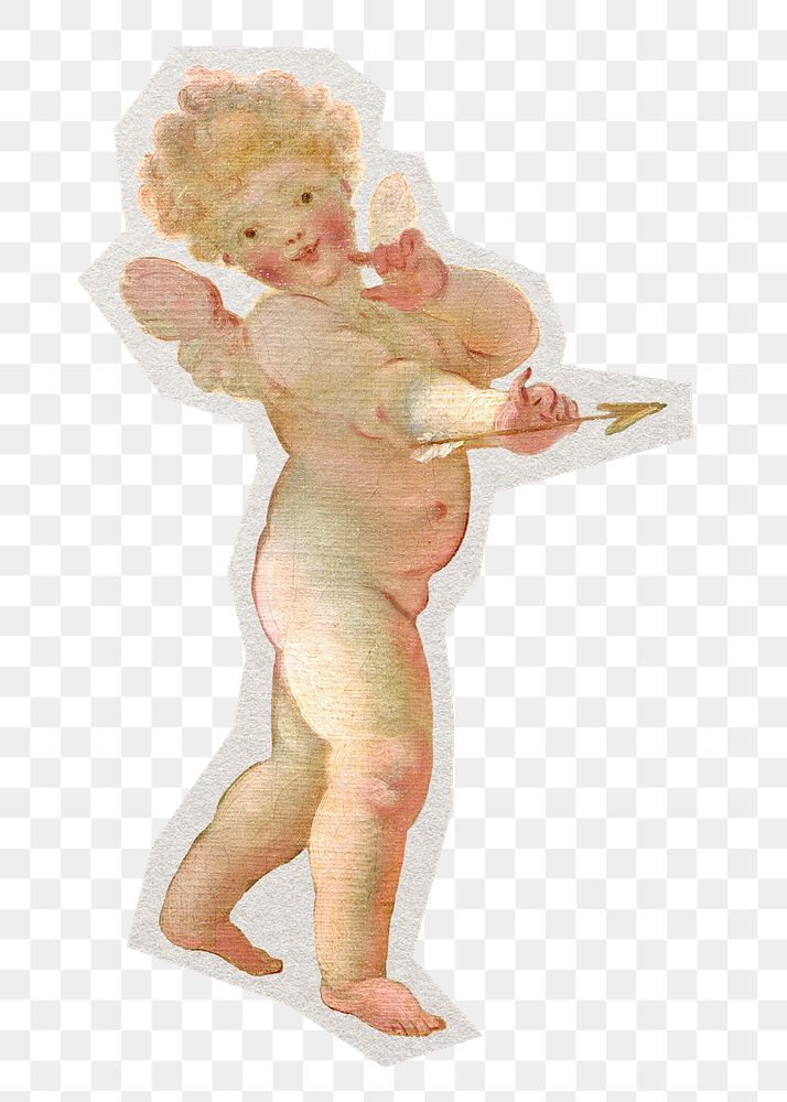 Aesthetic cherub png sticker, paper cut on transparent background. Remixed by rawpixel.