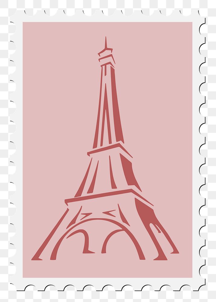 Eiffel Tower Stamp png illustration, transparent background. Free public domain CC0 image.