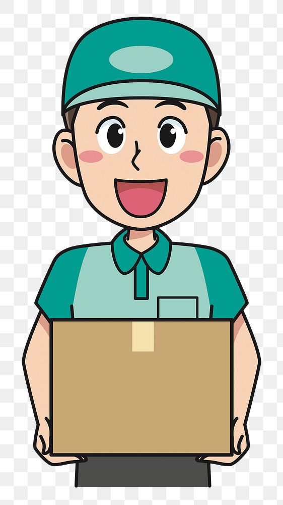 Delivery man png illustration, transparent background. Free public domain CC0 image.